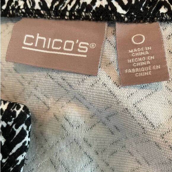 Chicos Women Jacket Size 4‎ Black White Abstract Open Front Capsule Workwear - Picture 2 of 9